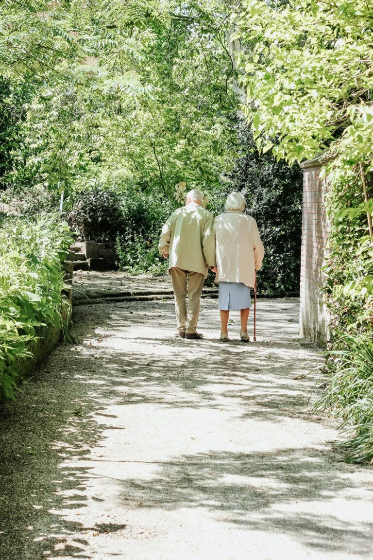Pareja de personas mayores paseando